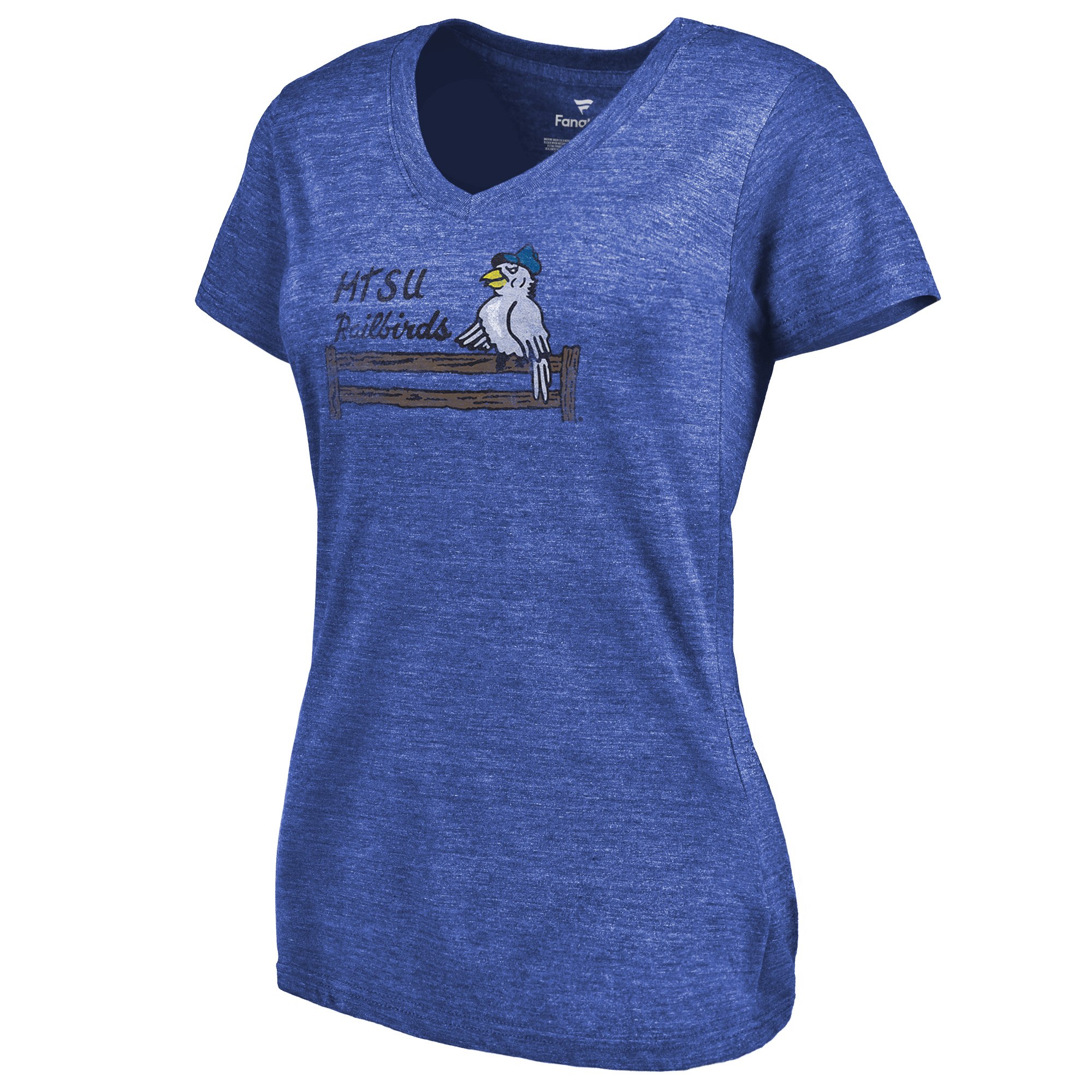 2020 NCAA Fanatics Branded Mid. Tenn. St. Blue Raiders Women Royal College Vault Primary Logo TriBlend VNeck TShirt